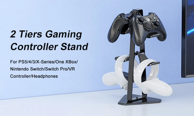 2 Tiers Aluminum Gaming Headset Controller Stand 2 Tiers Aluminum Gaming Headset Controller Stand