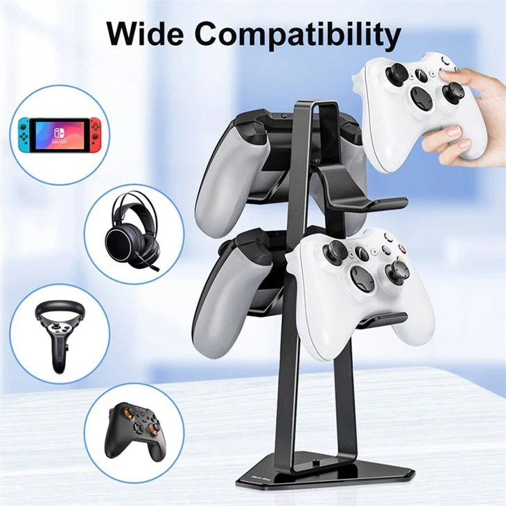 2 Tiers Aluminum Gaming Headset Controller Stand 2 Tiers Aluminum Gaming Headset Controller Stand