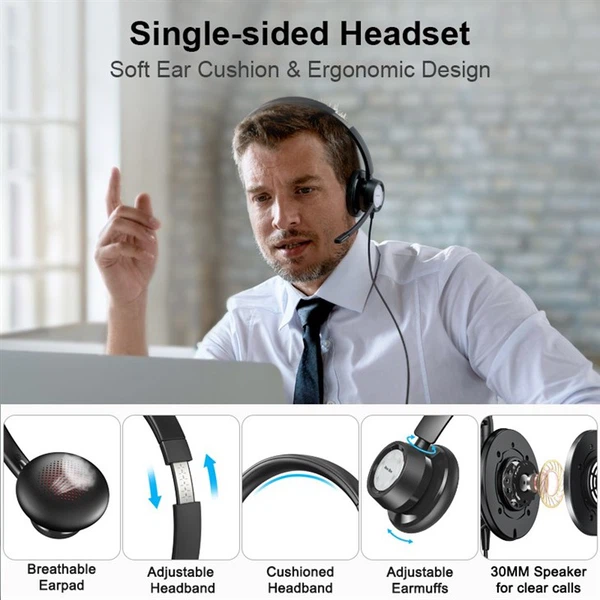 Single Ear Wired Headset With Mic For Laptop Single Ear Wired Headset With Mic For Laptop